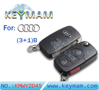 Audi 3+1 button flip remote key shell
