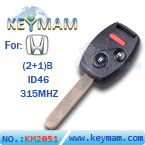 Honda Civic ID46 2 +1-button remote key(315Mhz)