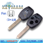 Honda 3+1 button remote key shell(without chip slot)