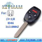 Honda Civic ID46 3 +1-button remote key(313.8Mhz)