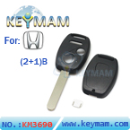 Honda 2+1- button remote key shell (with paper sticker)