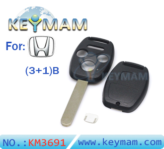 Honda 3+1- button remote key shell (with paper sticker)