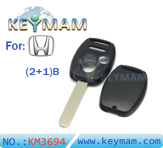 Honda 2+1-button remote key shell (without Logo and paper sticker)