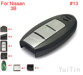 [NISSAN] [SMA] remote shell 3 buttons ( battery buckle towards right , without block place ,with logo , back side without word) #13