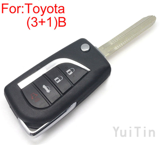 TOYOTA modified flip remote key shell (3 +1) button TOY43