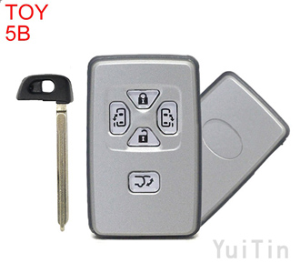 TOYOTA Overlord Silver 5-button remote control smart shell TOY48 (with key with concave)