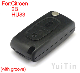 CITROEN remote key shell 2 button (with groove)