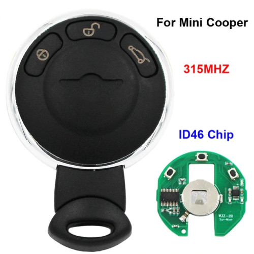 3 Button Remote Smart Key Keyless For BMW Mini Cooper CAS System 315Mhz with PCF7945/53 Chip Uncut Blade
