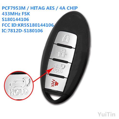 3+1 Buttons 433Mhz Smart Remote Key For Nissan Rogue US X-Trail South Asia 2014 2015 2016 