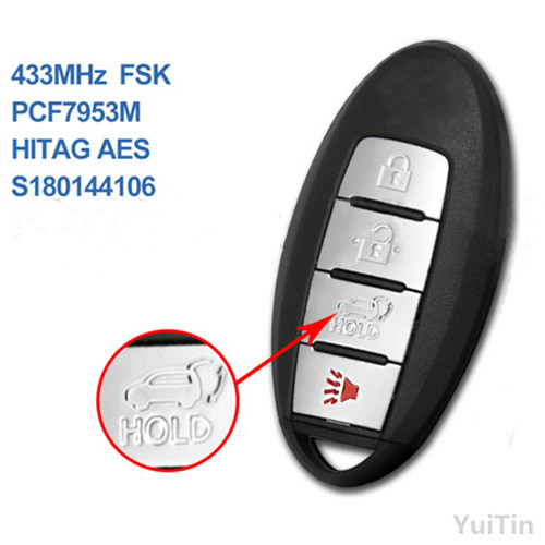 3+1 Buttons  433MHz Smart Remote key For Nissan Rogue US X-Trail South Asia 2014-2016 No Mark