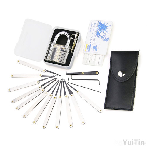 Transparent practice 7 pin lock padlock + 12pcs/set Lock picks Tools locksmith + 5pcs credit card lock pick set
