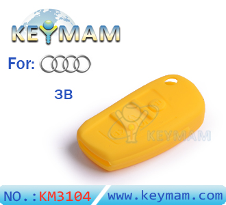 Audi 3 button remote control silicon rubber case yellow color 10pcs/lot  