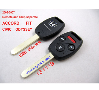 2005-2007 Honda ID8E дистанционного ключа (3 +1) кнопки и чип отдельный ACCORD FIT CIVIC 313.8MHZ ODYSSEY