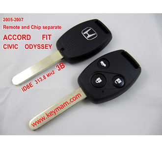 2005-2007 Honda ID8E дистанционный ключ 3 кнопки и чип отдельный ACCORD FIT CIVIC ODYSSEY 313,8 МГц