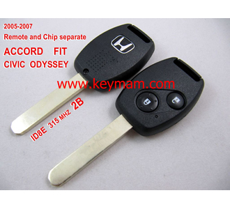 2005-2007 Honda ID8E дистанционного ключа 2 кнопки и чип отдельный ACCORD FIT CIVIC ODYSSEY 315 MHZ