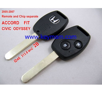 2005-2007 Honda ID46 дистанционный ключ 2button и чип отдельный ACCORD FIT CIVIC ODYSSEY 313,8 МГц