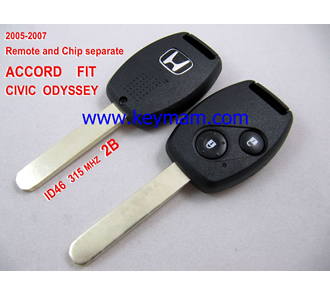 2005-2007 Honda ID46 дистанционного ключа 2 кнопки и чип отдельный ACCORD FIT CIVIC 315MHZ ODYSSEY