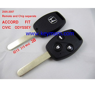 2005-2007 Honda ID13 дистанционный ключ 3 кнопки и чип отдельный ACCORD FIT CIVIC 315MHZ ODYSSEY