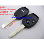 2005-2007 Honda ID13 дистанционного ключа 2 кнопки и чип отдельный ACCORD FIT CIVIC 433MHZ ODYSSEY