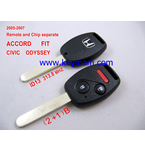 2005-2007 Honda ID13 дистанционного ключа (2 +1) кнопки и чип отдельный ACCORD FIT CIVIC 313.8MHZ ODYSSEY