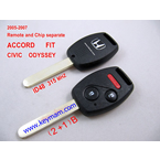 2005-2007 Honda ID48 дистанционного ключа (2 +1) кнопки и чип отдельный ACCORD FIT CIVIC 315MHZ ODYSSEY