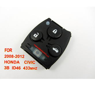 Honda Civic remote 433mhz ID46 3 button (2008-2012)