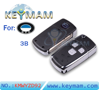BYD F3 3 button flip remote key shell