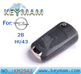 Opel 2 button modified filp remote key shell (HU43)
