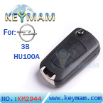 Opel 3 button modified filp remote key shell (HU100) 