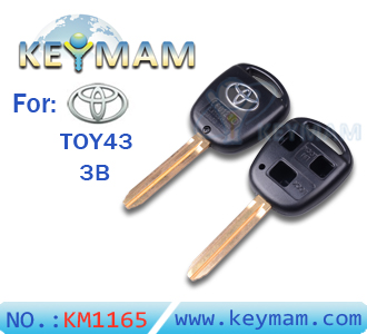Toyota TOY43 3 button remote  key shell for Silver Logo