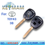 Toyota TOY43 3 button remote  key shell for Silver Logo