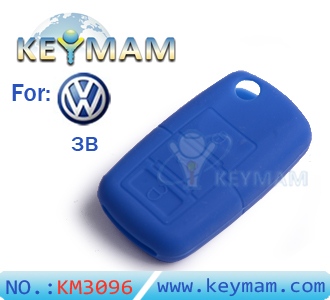 VW B5 3 buttons remote silicon rubber case deep blue color