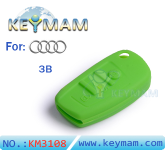Audi 3 button remote control silicon rubber case green color 10pcs/lot