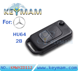 Benz HU64 2 button flip remote key shell