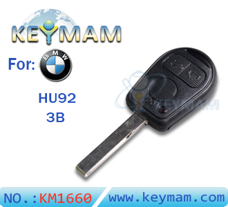 BMW 2 track 3 button remote key shell (with plastic mat)