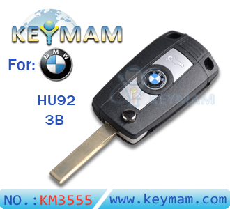 BMW HU92 3 button modified flip remote key shell