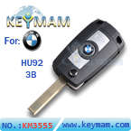 BMW HU92 3 button modified flip remote key shell