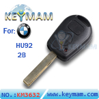 BMW HU92 2 button remote key shell (without plastic mat)