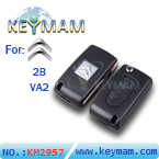 Citroen 2 button modified flip remote key shell VA2