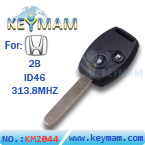 Honda Civic ID46 2-button remote key(313.8Mhz)