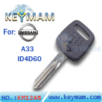 Nissan A33 ID4D60 transponder key 