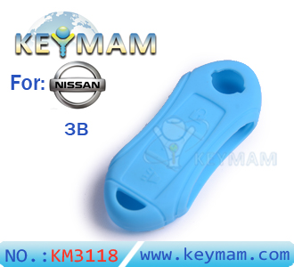 Nissan 3 button smart remote control silicon rubber case blue color 10pcs/lot