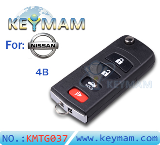 Nissan Tiida 4 button flip remote key shell