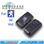 Peugeot 3 button flip remote key shell VA2