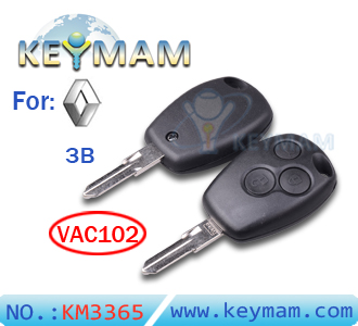 Renault 3 button remote key shell (without logo)