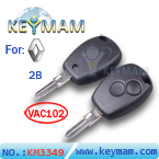 Renault 2 button remote key shell (without  logo)