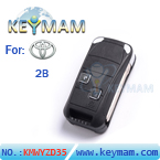 Toyota 2 button remote flip key shell