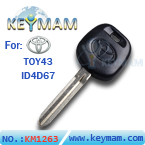 Toyota aftermarket 4D(67) transponder key 