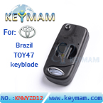 Toyota Corolla 2 button flip remote key shell(Brazil)