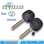 Toyota TOY43 transponder key shell 